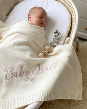 Personalised knitted baby blanket off white - view 8 | Eli&Eli