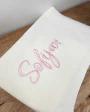 Personalised knitted baby blanket off white - view 9 | Eli&Eli