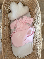 Personalised knitted romper and headband dream blush - view 3 | Eli&Eli