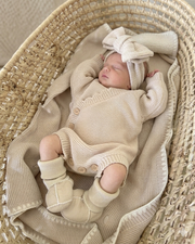 Personalised knitted romper unisex ecru - view 2 | Eli&Eli