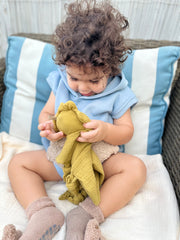 Personalised muslin lion comforter in mustard - view 3 | Eli&Eli