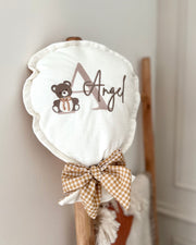 Personalised muslin baby gift hamper in sage and ivory - view 2 | Eli&Eli
