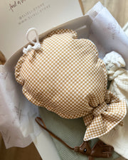 Personalised muslin baby gift hamper in sage and ivory - view 3 | Eli&Eli