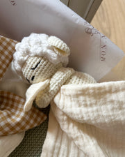 Personalised muslin baby gift hamper in sage and ivory - view 4 | Eli&Eli