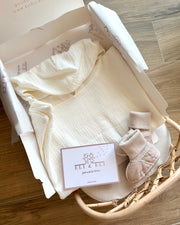 Personalised muslin baby and kids hooded poncho in ivory beige - view 4 | Eli&Eli