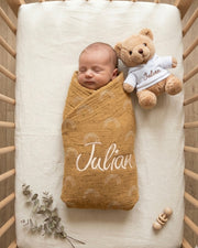 Personalised cotton muslin baby swaddle blanket - view 2 | Eli&Eli