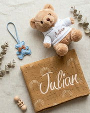 Personalised cotton muslin baby swaddle blanket - view 3 | Eli&Eli