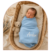 Personalised cotton muslin baby swaddle blanket - view 4 | Eli&Eli