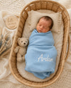 Personalised muslin baby swaddle blanket, choose your colour - Eli&Eli Dubai