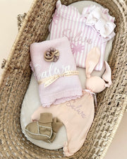 Personalised muslin toy comforter in pink pastel - view 4 | Eli&Eli