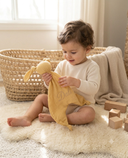 Personalised muslin toy comforter in sunshine pastel - view 2 | Eli&Eli
