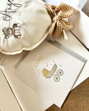 Personalised newborn greeting card in gold and silver - view 3 | Eli&Eli