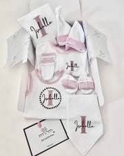 Personalised newborn hospital gift set in blush - view 8 | Eli&Eli