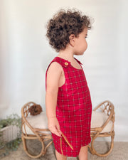 Red check Christmas baby romper - view 2 | Eli&Eli