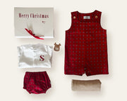 Red check Christmas baby romper - view 3 | Eli&Eli