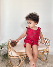 Red check Christmas baby romper - view 4 | Eli&Eli