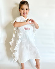 Ruffled muslin poncho with lavender embroidery - view 5 | Eli&Eli