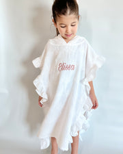 Ruffled muslin poncho with lavender embroidery - view 6 | Eli&Eli