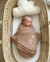 Personalised summer knitted baby blanket in bronze cinnamon - Eli&Eli Dubai