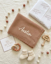 Summer knitted baby blanket bronze cinnamon - view 2 | Eli&Eli
