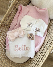 Summer knitted baby blanket pale pink - view 2 | Eli&Eli