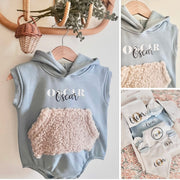 Personalised terry lounge sweater hoody in sky blue - view 4 | Eli&Eli