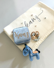Personalised velvet baby keepsake box in blue - view 2 | Eli&Eli