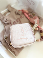 Personalised velvet baby keepsake box in blush - view 2 | Eli&Eli