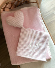 Waffle comforter blanket pink heart - view 2 | Eli&Eli