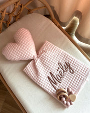 Waffle comforter blanket pink heart - view 3 | Eli&Eli
