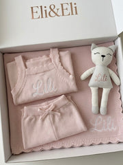 Premium personalised blanket gift hamper in baby pink - view 2 | Eli&Eli