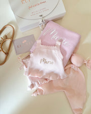 Premium personalised blanket gift hamper in baby pink - view 5 | Eli&Eli