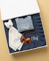 Premium personalised newborn blanket gift hamper, 4-piece baby gift set with name embroidery - Eli&Eli Dubai