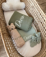 Premium personalised blanket gift hamper in sea green - view 2 | Eli&Eli