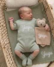 Premium personalised blanket gift hamper in sea green - view 3 | Eli&Eli