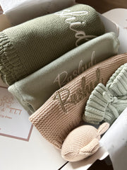 Premium personalised blanket gift hamper in sea green - view 4 | Eli&Eli