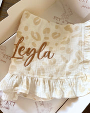 Ruffle luxury muslin blanket white beige - view 2 | Eli&Eli