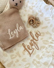 Ruffle luxury muslin blanket white beige - view 6 | Eli&Eli