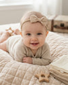 Tiny baby headband with golden dots in beige - Eli&Eli Dubai