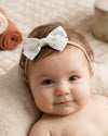 Tiny baby headband with golden dots in white - Eli&Eli Dubai