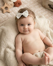 Tiny baby headband with golden dots in white - view 2 | Eli&Eli