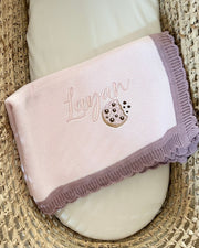 Two colour knitted blanket ballerina pink and mauve - view 3 | Eli&Eli
