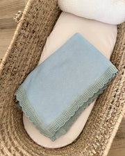 Two Colour Luxury Knitted Blanket - Baby Blue & Pastel Green - view 10 | Eli&Eli