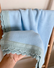 Two colour knitted blanket blue and pastel green - view 3 | Eli&Eli