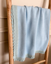 Two colour knitted blanket blue and pastel green - view 4 | Eli&Eli