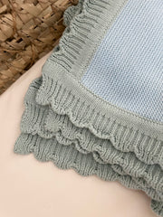 Two colour knitted blanket blue and pastel green - view 5 | Eli&Eli