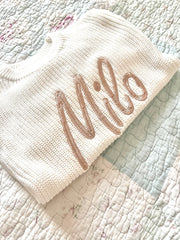 Unisex personalised cozy knitted romper coco white - view 2 | Eli&Eli