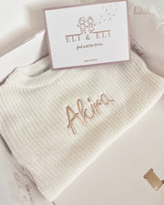 Unisex personalised cozy knitted romper coco white - view 5 | Eli&Eli
