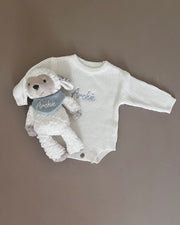 Unisex personalised cozy knitted romper coco white - view 6 | Eli&Eli