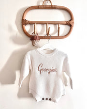 Unisex personalised cozy knitted romper coco white - view 7 | Eli&Eli